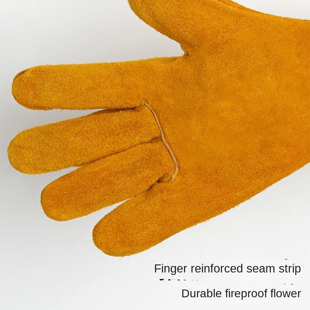 

1Pair Breathable Welding Gloves Thickened Cowhide Work Safety Glove Wear Resistant Heat-resistant Labor Protection Gloves
