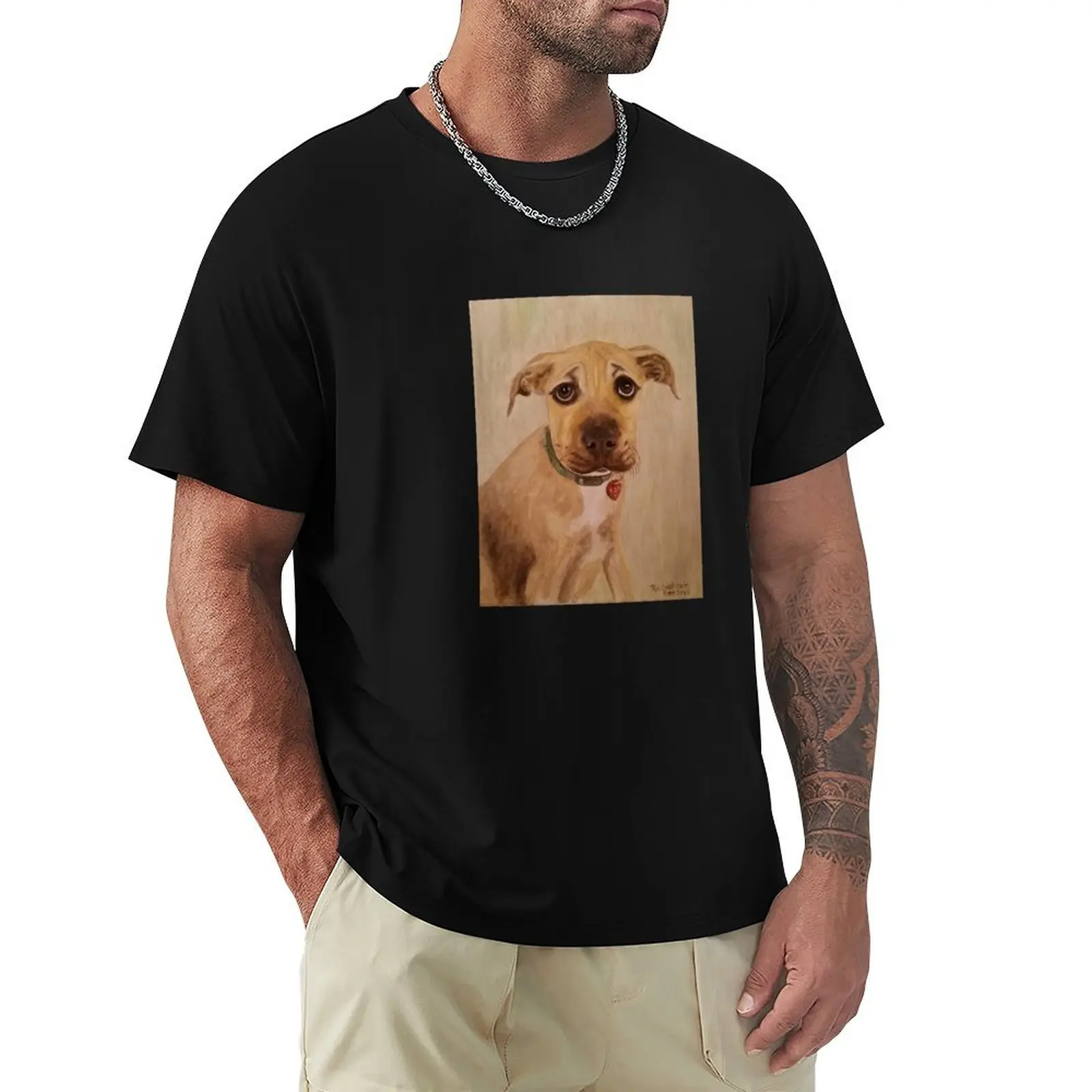 PJ the pitbull mix puppy (oil painting) T-Shirt Standard Fit Solid Tee Shirt