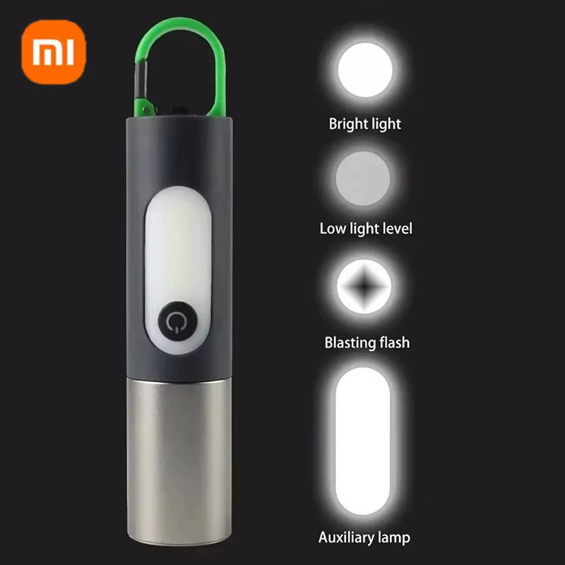 XIAOMI LED Flashlight Laser Zoom Multi-functional Long-range Lighting USB Rechargeable Portable Camping Lamp Outdoor With Hook