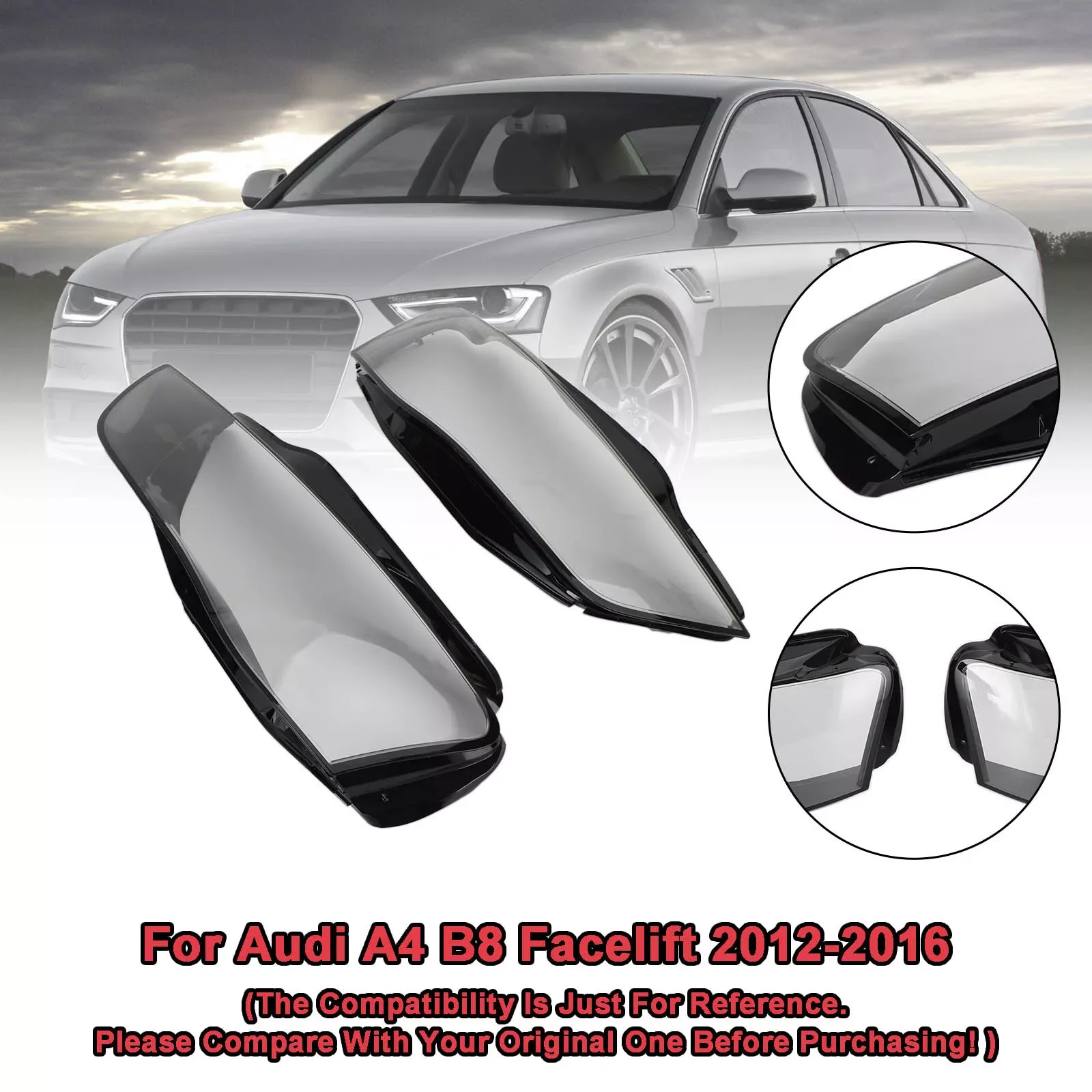 

Left Right Clear Front Headlamp Cover Headlight Shell Transparent Lampshade Lens For Audi A4 B8.5 2013 2014 2015 Headlamp Shell