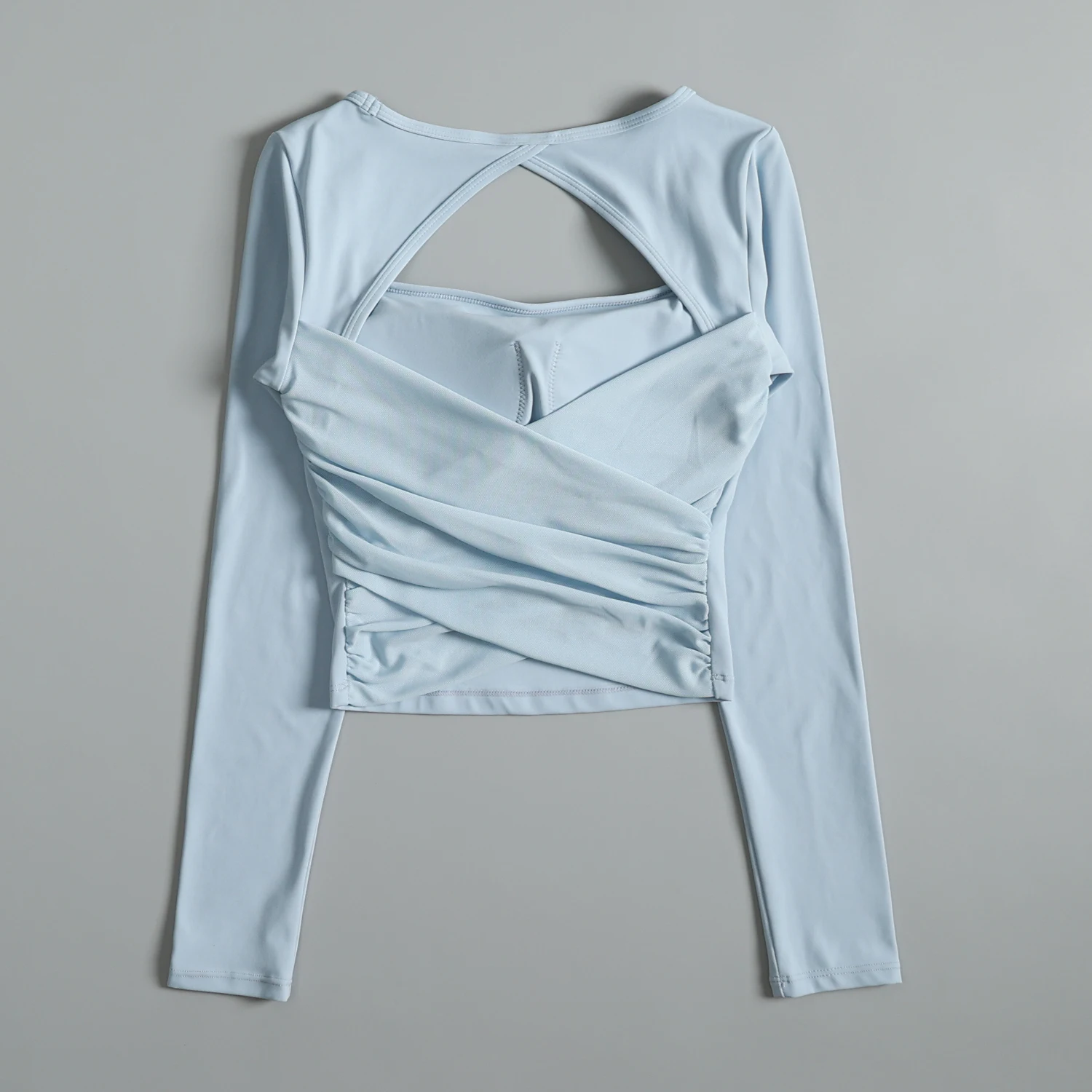 Hollow back yoga wear long-sleeved women's autumn all-in-one running training top fashionable slimming sports fitness wear