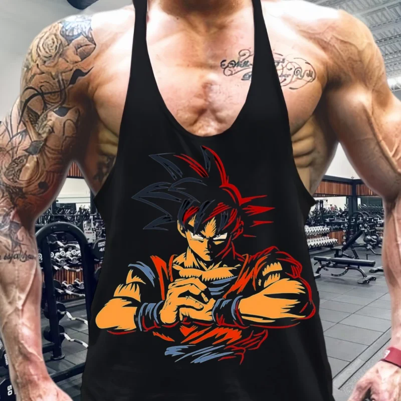 Dragon Ball Herren Sommer TankTop Baumwolle Weste Japanische Anime Grafik Männlich GYM Kleidung Fitness Muskelshirt Ärmelloses Sweatshirt