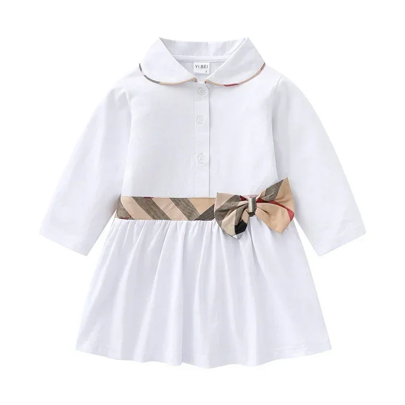 

New Summer Fashion stripe Style kids dresses for girls Girls' Dress Long Sleeve Lapel cotton Princess baby girls dress 1-6 years