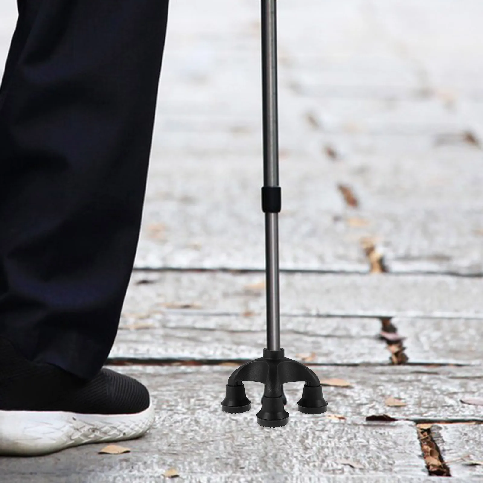 

Elderly Walking Cane Tips Non-Slip Design Quad Base Easy Installation Safe Stable Walking Experience Cane Ends