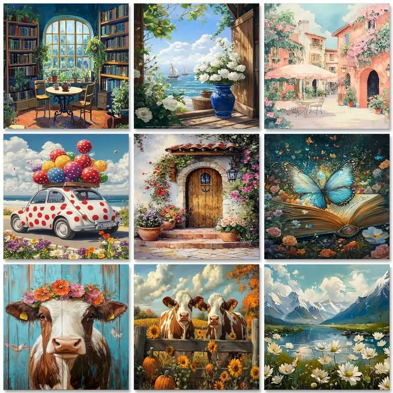 

GATYZTORY DIY Pictures By Number Kits Landsape Painting By Numbers Cow Animal Drawing On Canvas Hand Painted Paintings Home Deco