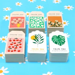 50PCS 4*7CM Flowers Fruits Gift Tags Thank You Cards for Gift Label DIY Box Package Wrapping Baking cake Small Business Supplies