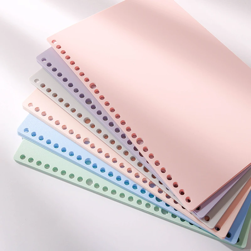 Separador de índice de cubierta de hojas sueltas de PP transparente, accesorio de cuaderno, papelería útil, A4, B5, A5, 30/26/20 agujeros, 6 hojas