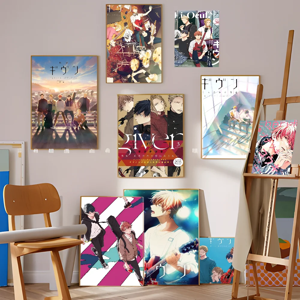 Anime GIVEN Self-adhesive Art Poster Whitepaper Sticker DIY Room Bar Cafe Wall Decor