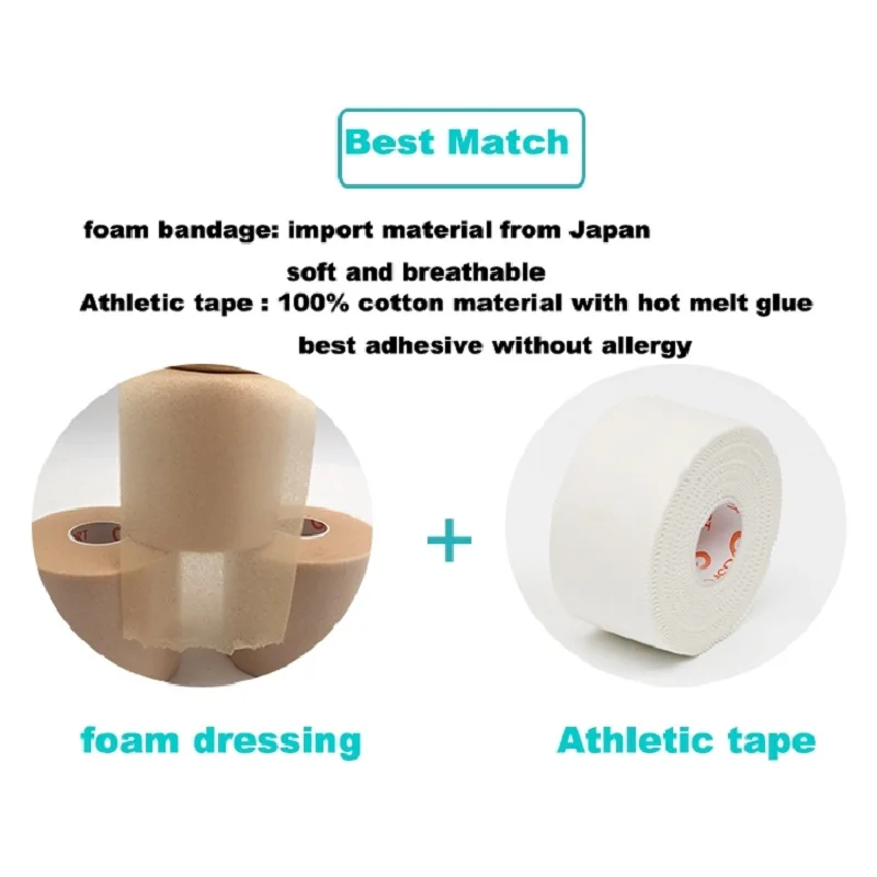 Gym Sports Protection Set 100% Cotton Athletic Tape Wrist Protector PU Foam Under Wrap No Irritating Pain Relief Boxing Tape