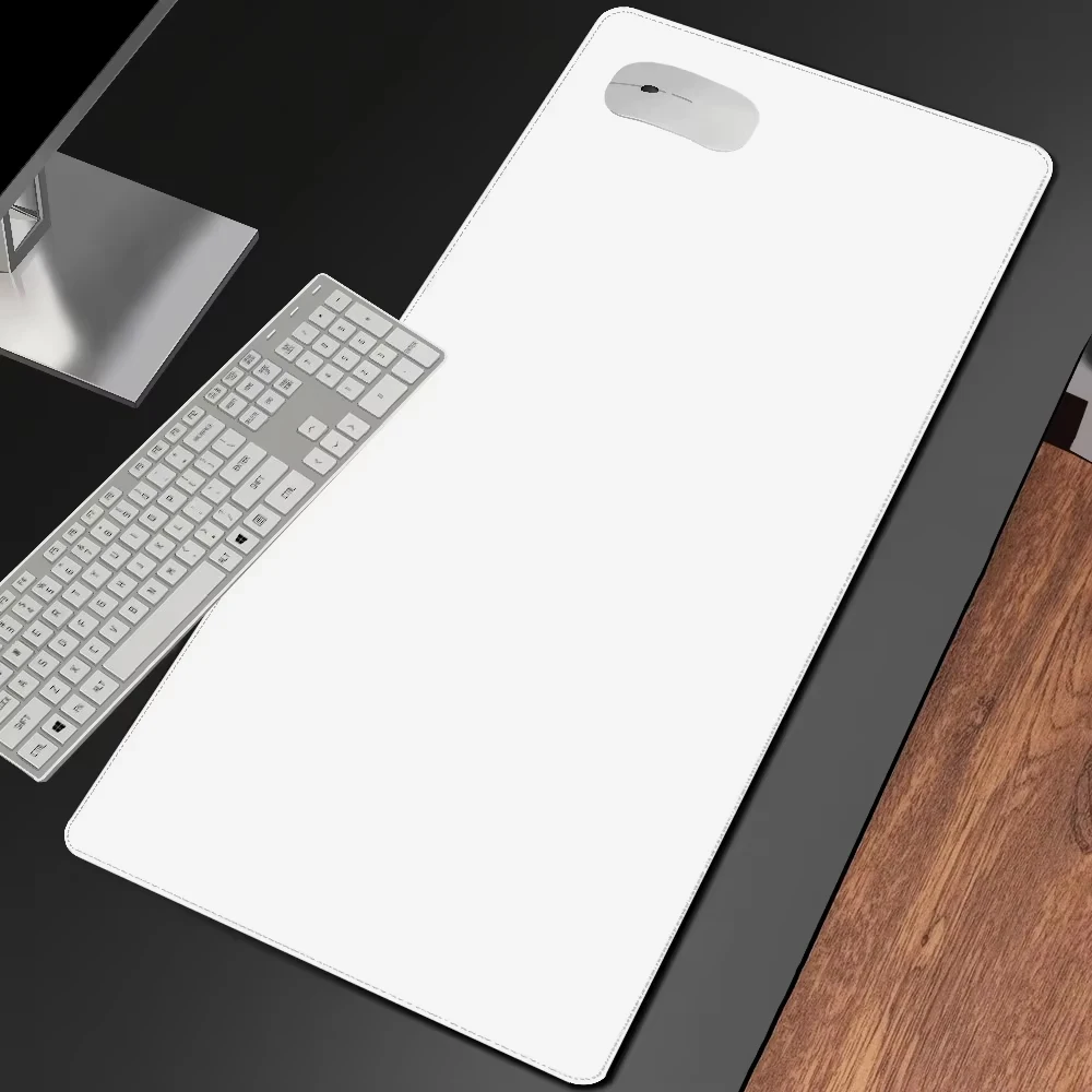 Tapete de mouse grande branco, acessório para jogos, xxl, bordas costuradas, mesa longa, base antiderrapante, teclado estendido, laptop, mousepad