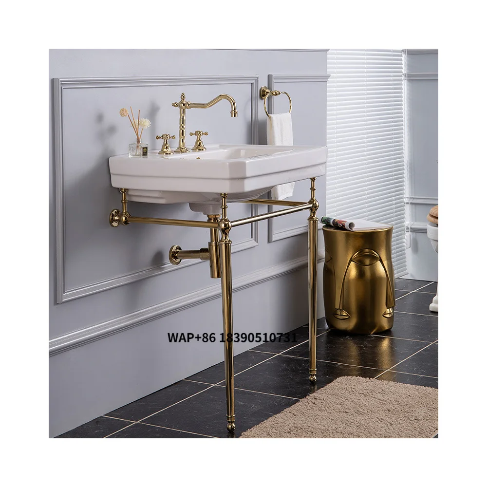 Brand New Victorian Brass  Vertical Washbasin Set Bathroom Sink Rack Chrome-Finished Bath Hardware Hotels Ceramic Material