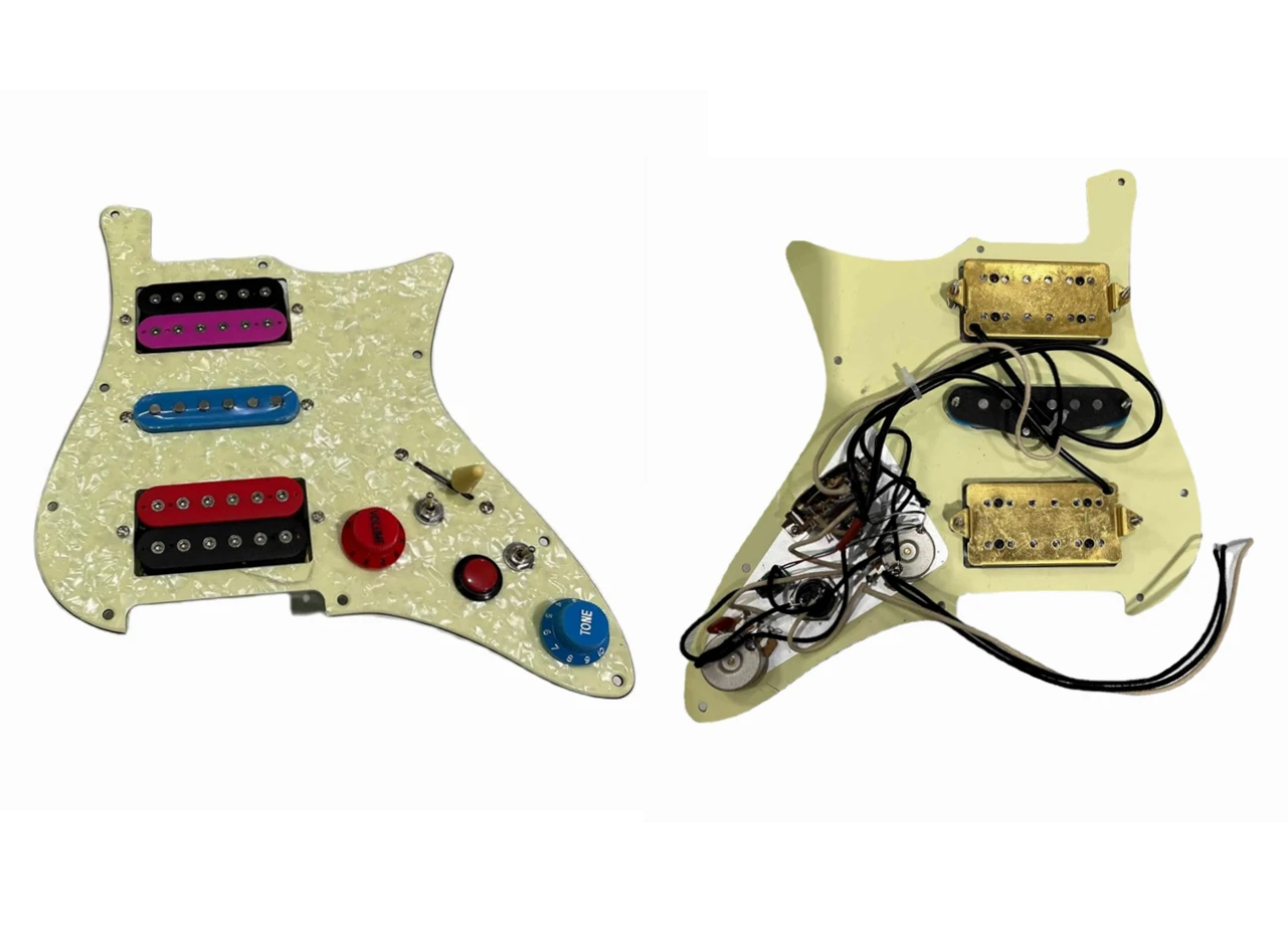 Upgrade HSH Prewired Guitar Pickguard Humbucker Alnico Pickups Set, Colorful Pearl, Noise Reduction Switch Guitar Parts