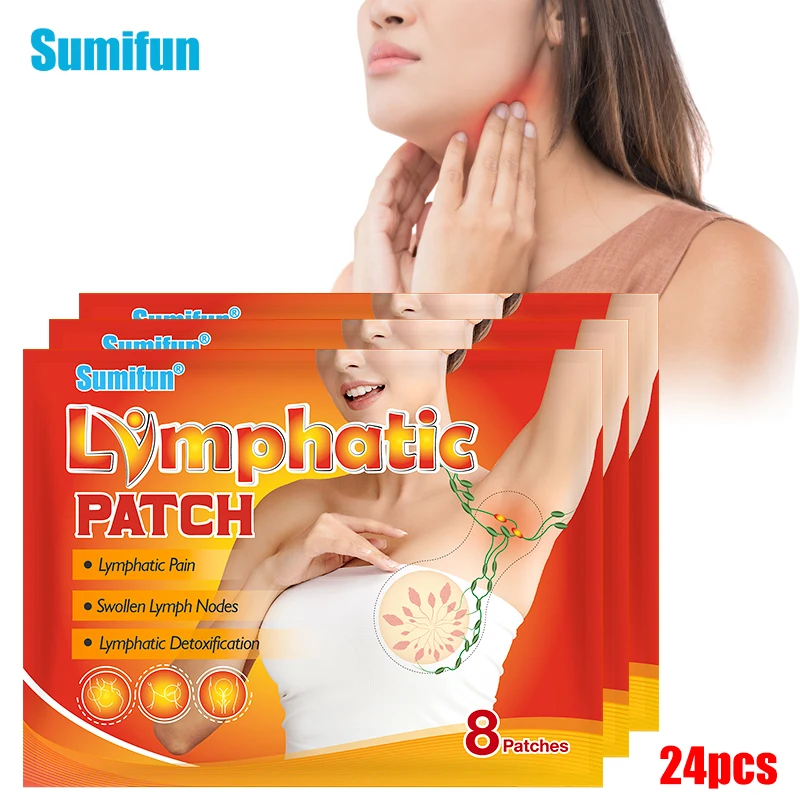 8/24Pcs Hot Sumifun Lymphatic Patch Herbal Medicine Detox Lymph Nodes Neck Lymphatic Drainage Medical Plaster Health Care