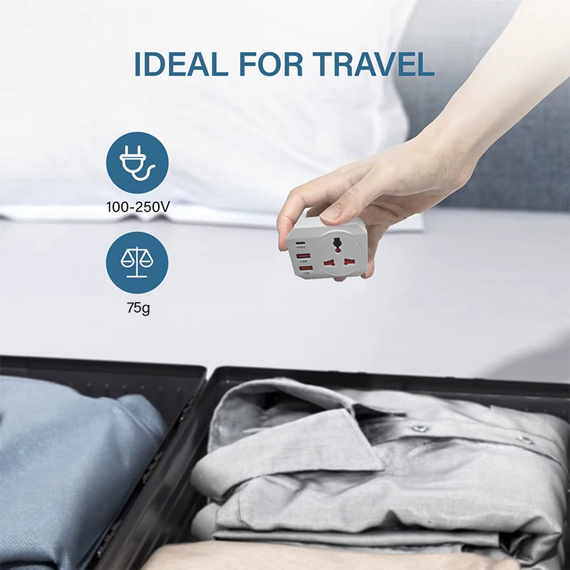 US / UK / EU Plug Wall Socket Extender with 1 AC Outlet 2 USB 12W and 1 Type C Multi Socket Fast Charger for Home Travel