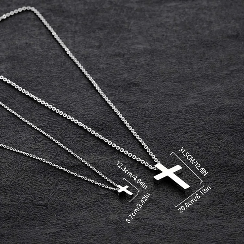 Mini Small Cross Pendants Girl's Gift Women Christian Necklaces Black Rose Gold Color Stainless Steel Chain Fashion Jewelry