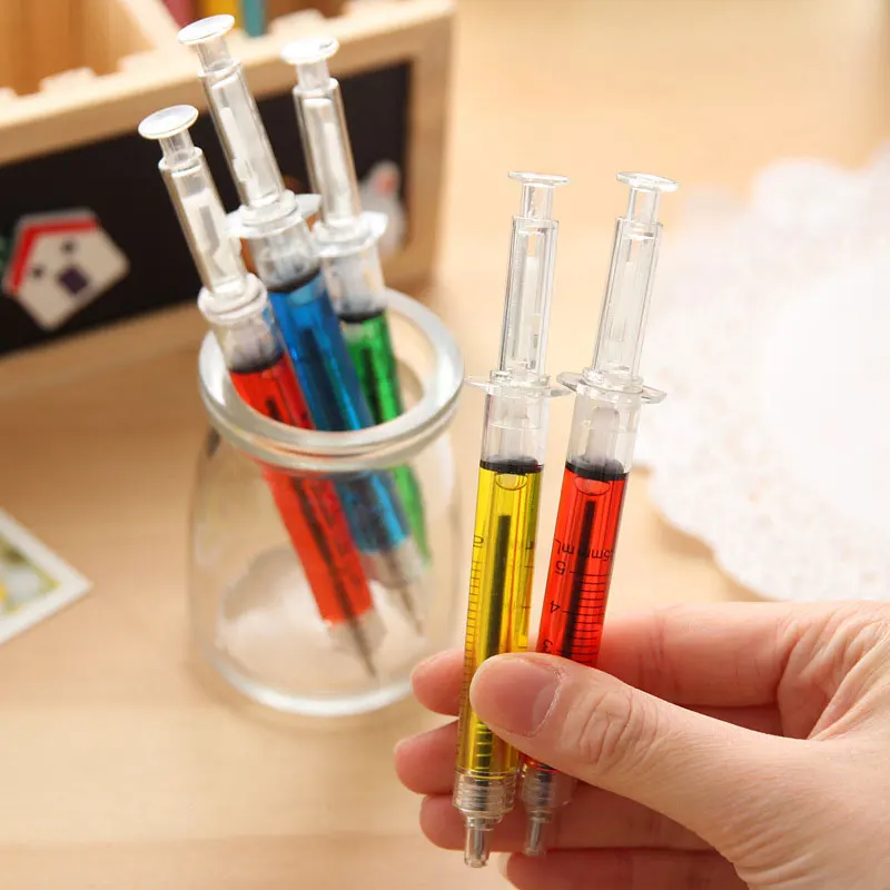 24Pcs Multicolor Syringe Pens Novelty Liquid Syringe Ballpoint Pen Needle Tube Shape Nurse Gift Liquid Pen Color For Learning