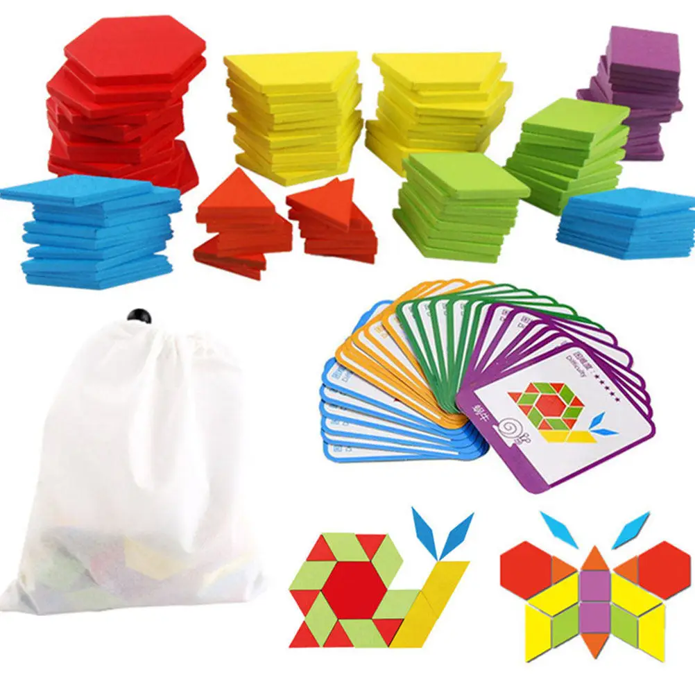 155 Pieces Wood Geometric Shapes Puzzle Educational Set Kids Cognitive Color Differentiation Hand Eye Coordination Play