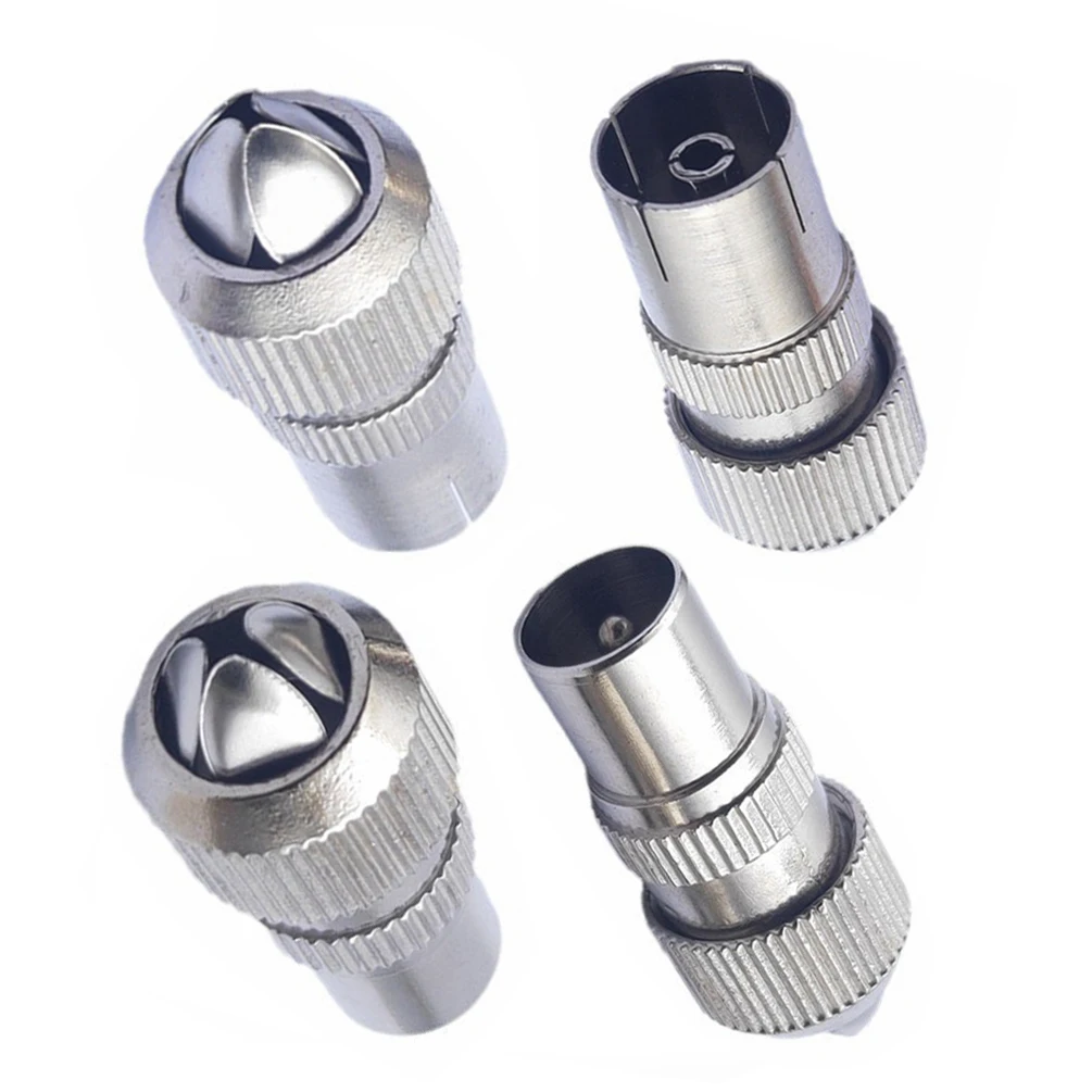 10PCS Nickel-Plated 9.5mm RF Coaxial Connector Male Female TV Antenna Plug Bamboo Shielded Video Signal Adapter