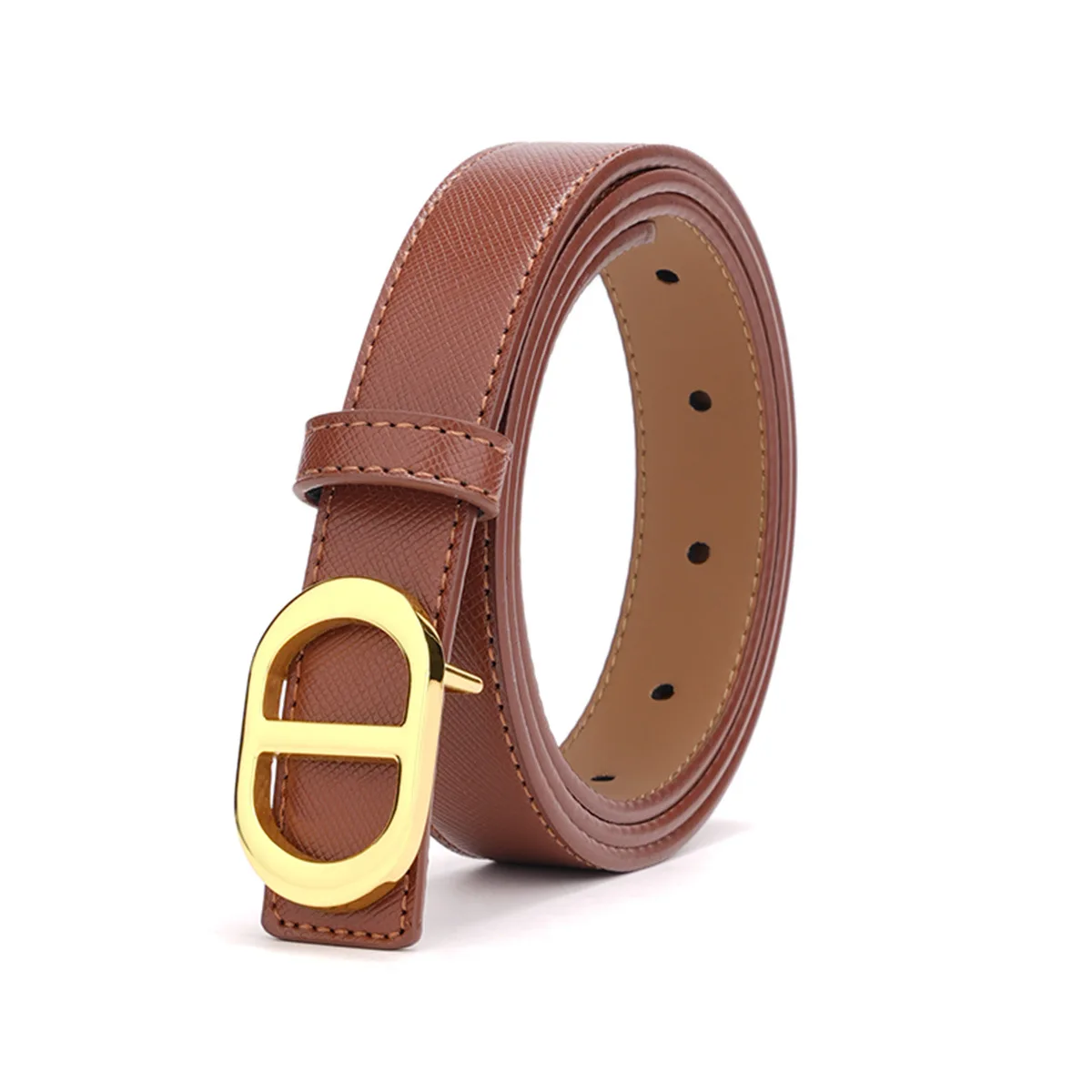 

Popular women's belt, genuine leather cross pattern fashionable and versatile smooth buckle belt, casual jeans belt