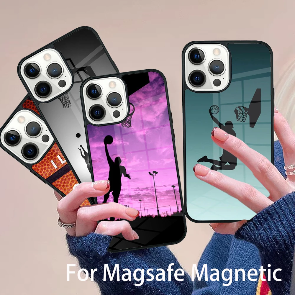 

Basketball Basket Sport Phone Case Magesafe Magnetic Wireless Charge Cover For IPhone 16 11 12 13 14 15 Pro Max Plus Mini