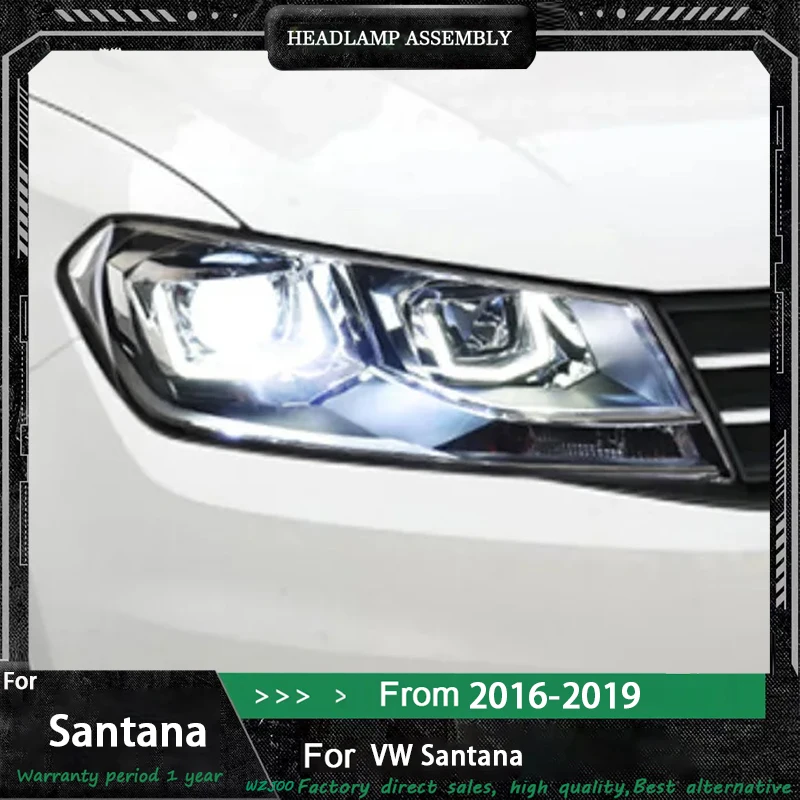 

Автомобильный аксессуар для Volkswagen VW Santana 2016-2019, передняя лампа DRL, фара, указатель поворота, обновление светодиодного объектива проектора, авто