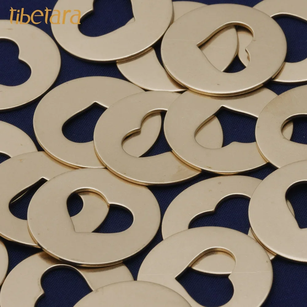 20pcs 18 Gauges,Round Brass Heart Discs - FANTASTIC SHINE  Stamping Supplies  Jewelry Findings Supplies,Round