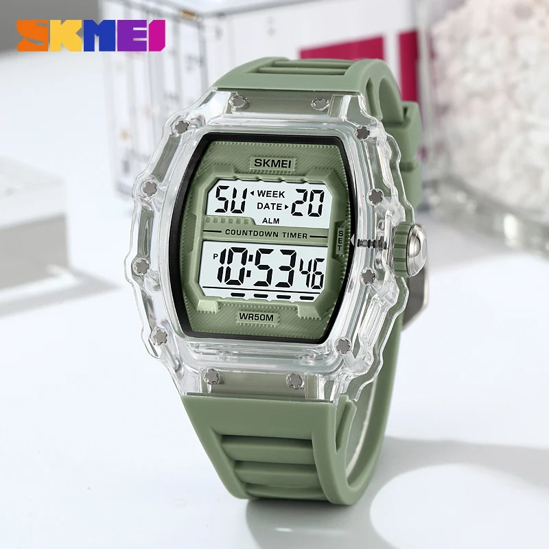 SKMEI 2Time Digital Watch for Man Fashion Outdoor Sport Clock Countdown Stopwatch Waterproof Electronic Wristwatch 2296