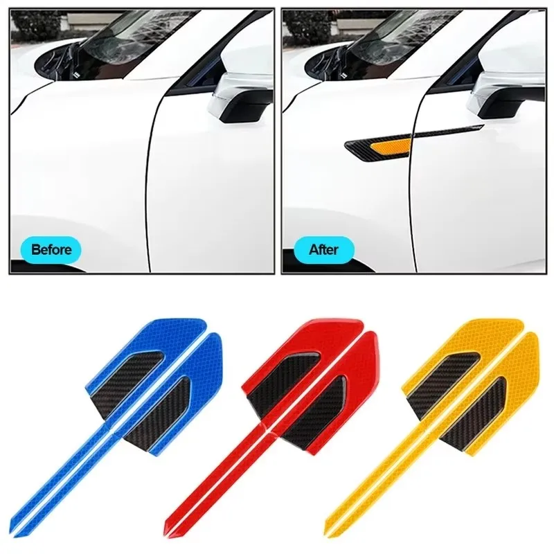 2/4PCS Car Reflective Auto Truck Safety Warning Tape Car Door Protector Bumper Anti-Collision Strips Secure Reflector Stickers