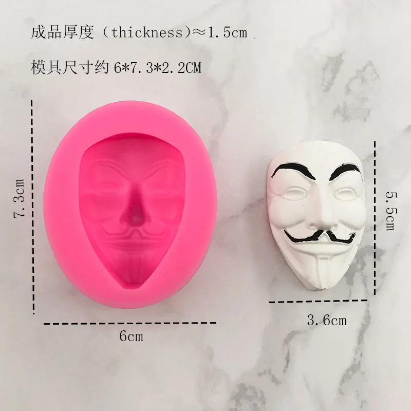 ผู้ใหญ่หน้ากากการ์ตูนแม่พิมพ์ซิลิโคน DIY ช็อกโกแลตแม่พิมพ์อาหารวัสดุความปลอดภัย Fondant เค้กตกแต่งสบู่แม่พิมพ์เครื่องมือ