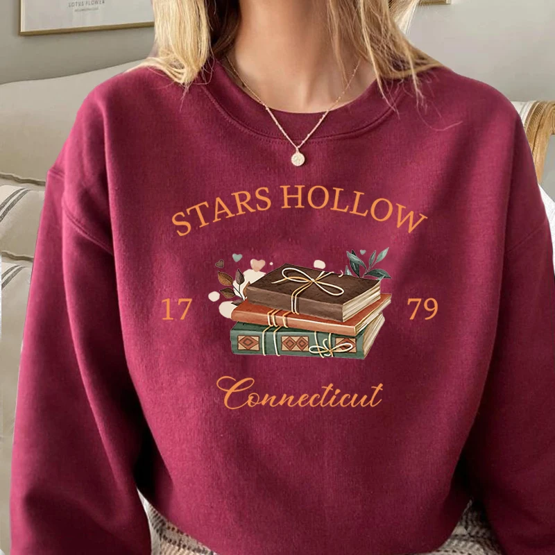 Stars Hollow Christmas Festival Sweatshirt Autumn Winter Connecticut Books Lover Crewneck Sweatshirts Long Sleeve Hoodies