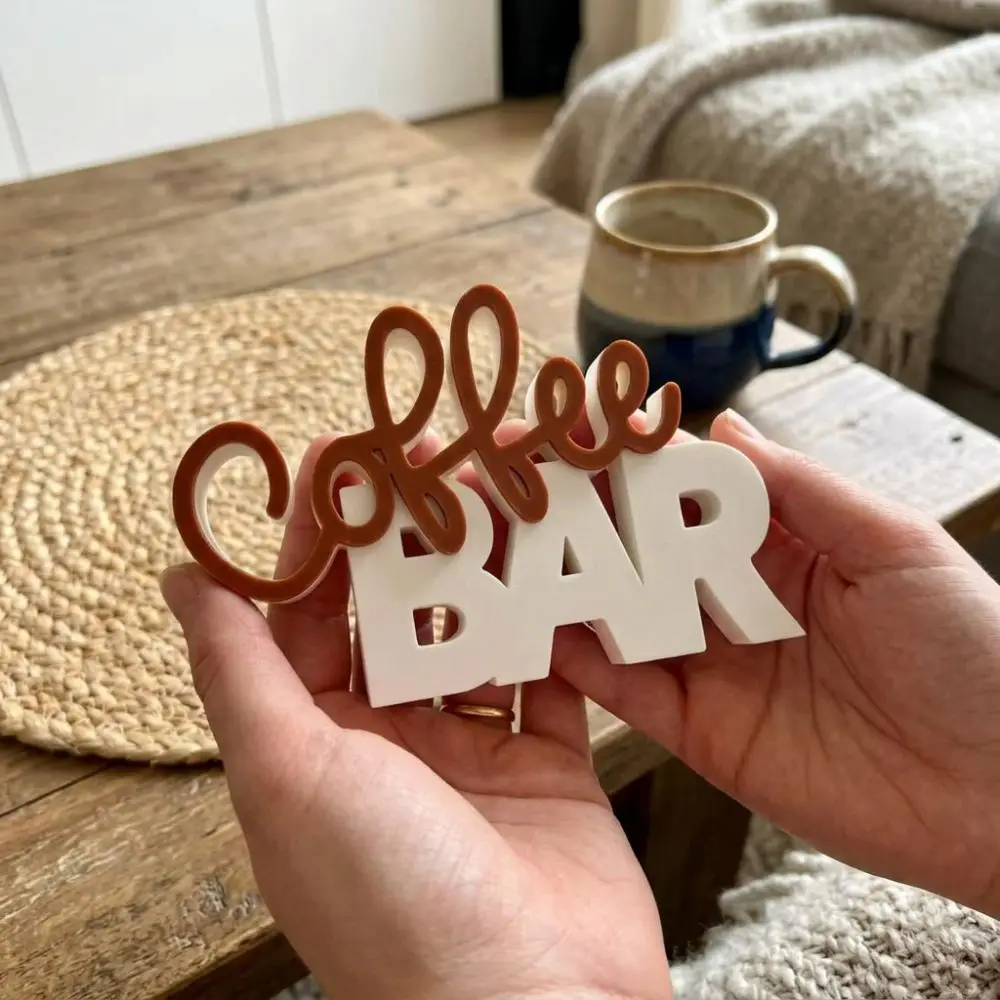 Two-Tone Color Coffee Bar Tabletop Statue Coffee Themed Minimalist Coffee Tray Decor Figurine Plastic Geometric Lines