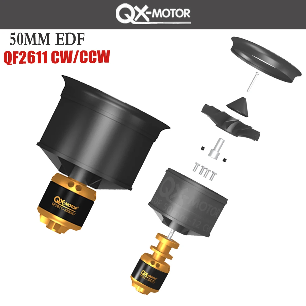 QX-motor 50mm 12 blades Ducted fan EDF CW CCW with QF2611 3S 4S Brushless motor esc or battery
