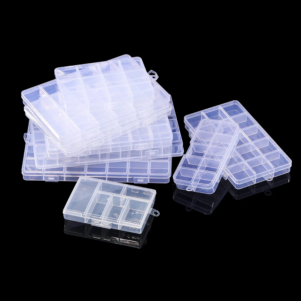 6/10/15/24/28 Grids Transparent plastic storage box beads Organizer Container For DIY Crafts Earing Jewelry Storage Case Display