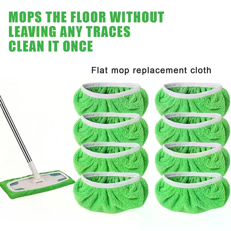 2Pcs Soft Non-Scratch Coral Velvet Flat Mop Cloths Strong Absorbance Pads for Delicate Hardwood Floor Cleaning