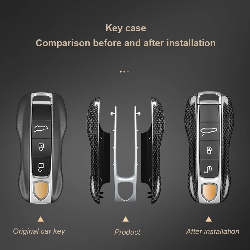 For Porsche Macan Cayenne 718 Boxster Cayman Panamera 911 Taycan Real Carbon Fiber Key Fob Cover Key Housing Cover Shell Case