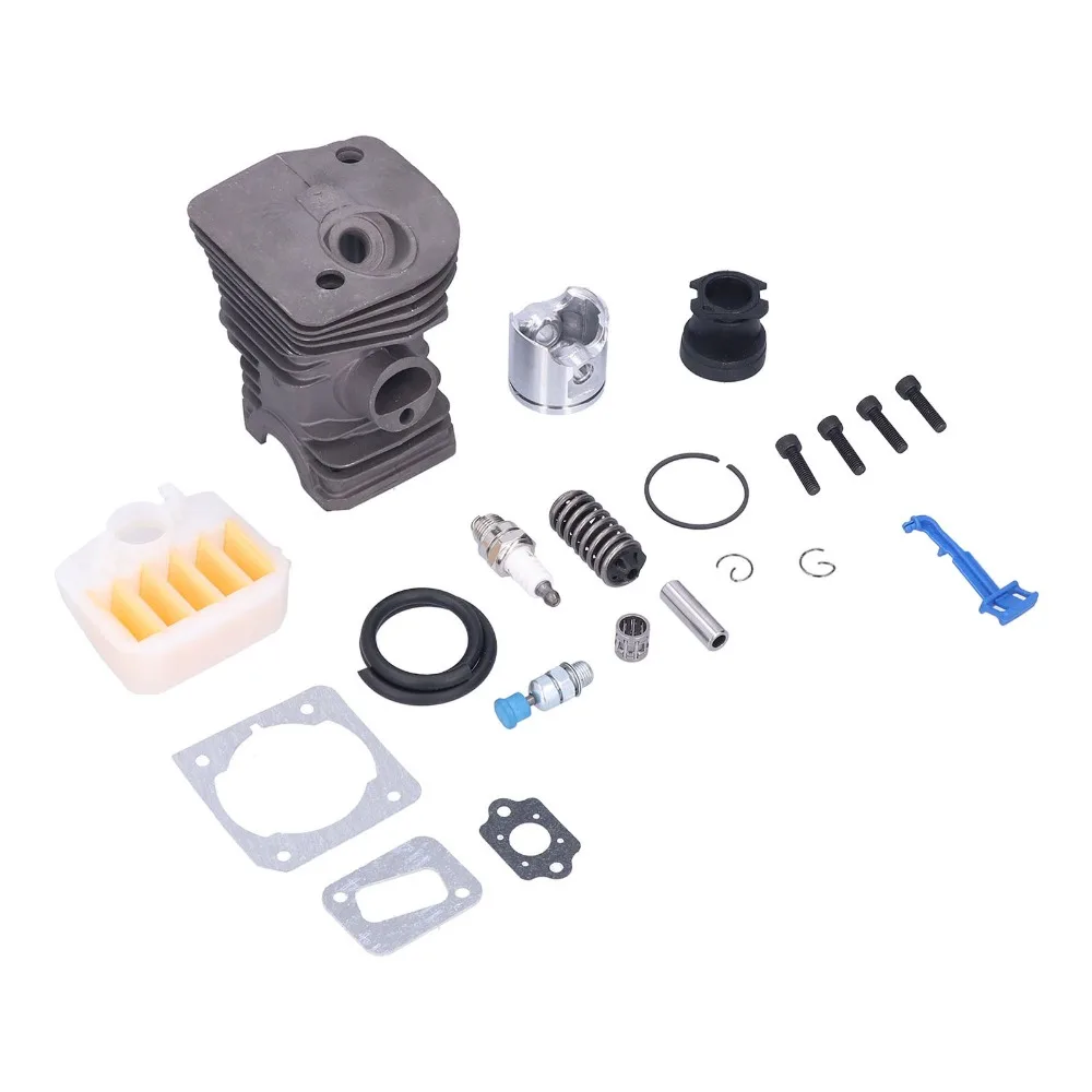 Grey Cylinder Piston Kit Metal Compact Intake Pipe Easy to Install Large Bore Air Filter Paper Pad for Husqvarna 340 345 350