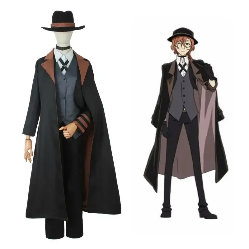 Bungou stray dogs men women Nakahara chuuya cosplay costume wig hat glove jacket pants female Chuya Nakahara cosplay suit