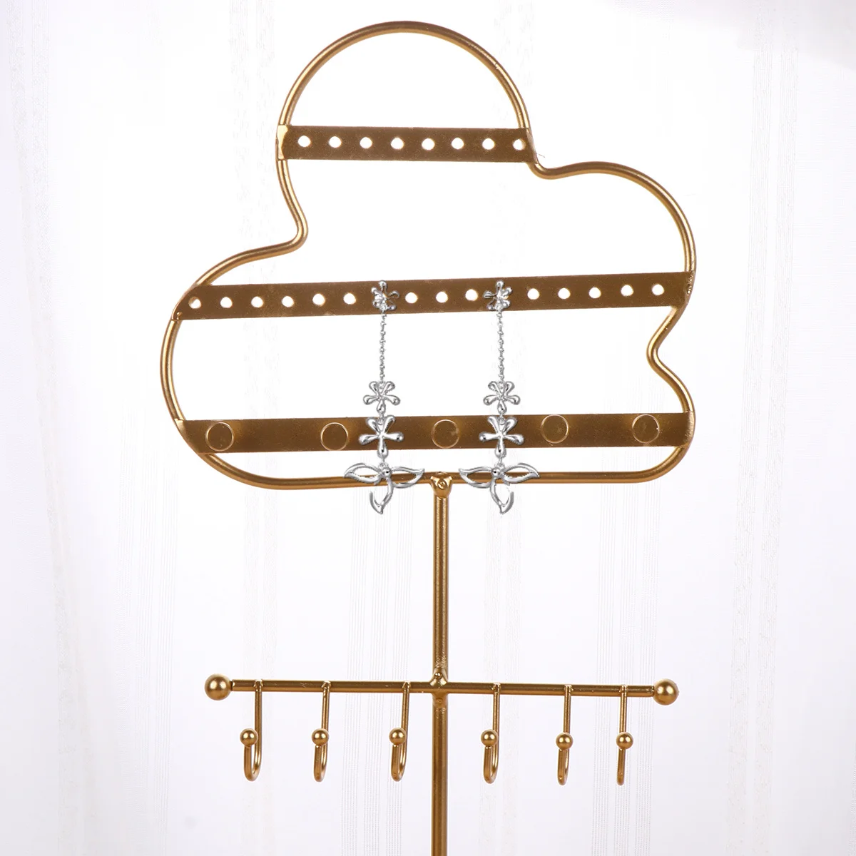 Ear Earring Organizer Cloud Shaped Jewelry Storage Rack Display Stand For Necklace Ring Bracelet Holder Decor Gift Golden
