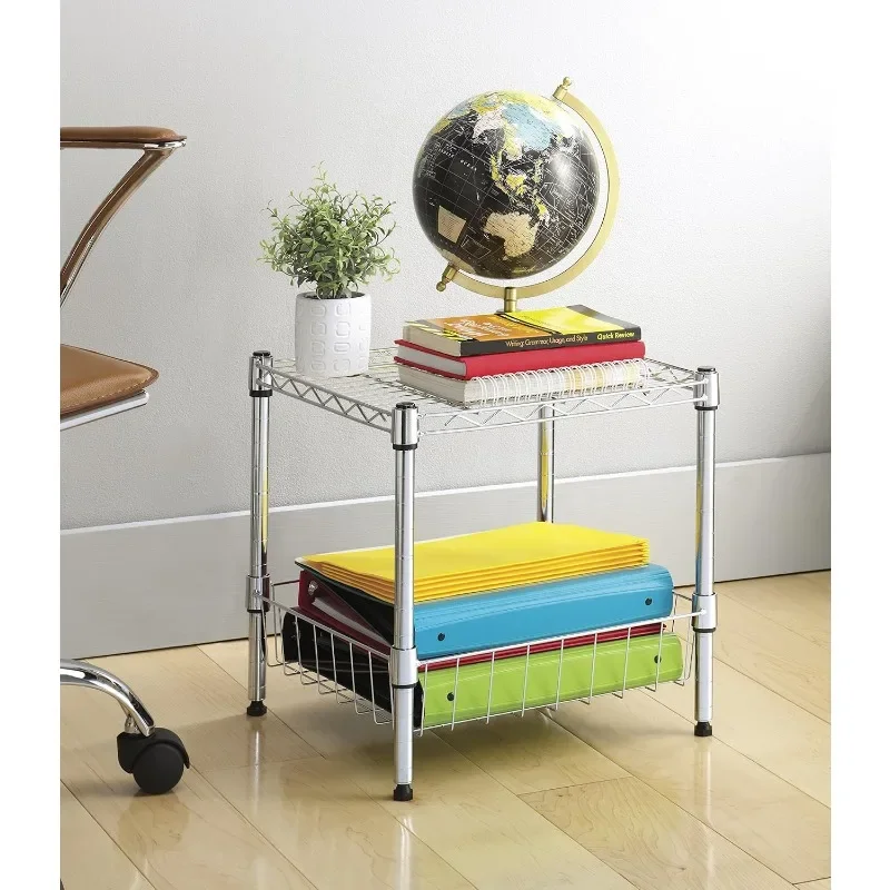 

Metal storage rack, stacking rack with baskets, easy to assemble home organizer for pantry, kitchen, garage, plants