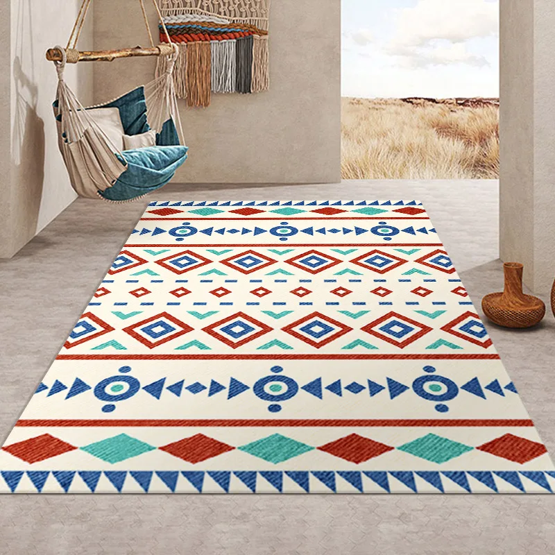 

Bohemian Style Colorful Geometric Carpet Mat Rug Tribal Pattern Home Decoration Soft Texture Indoor Outdoor Living Room Mat