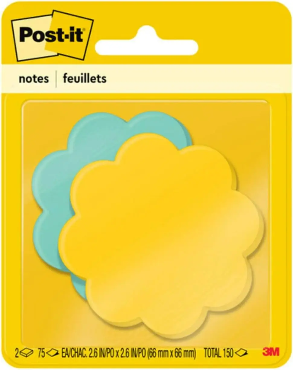 

Daisy Shaped Sticky Notes, Assorted Colors, 2.6x2.6 in, 75 Sheets per Pad, 2 Pads