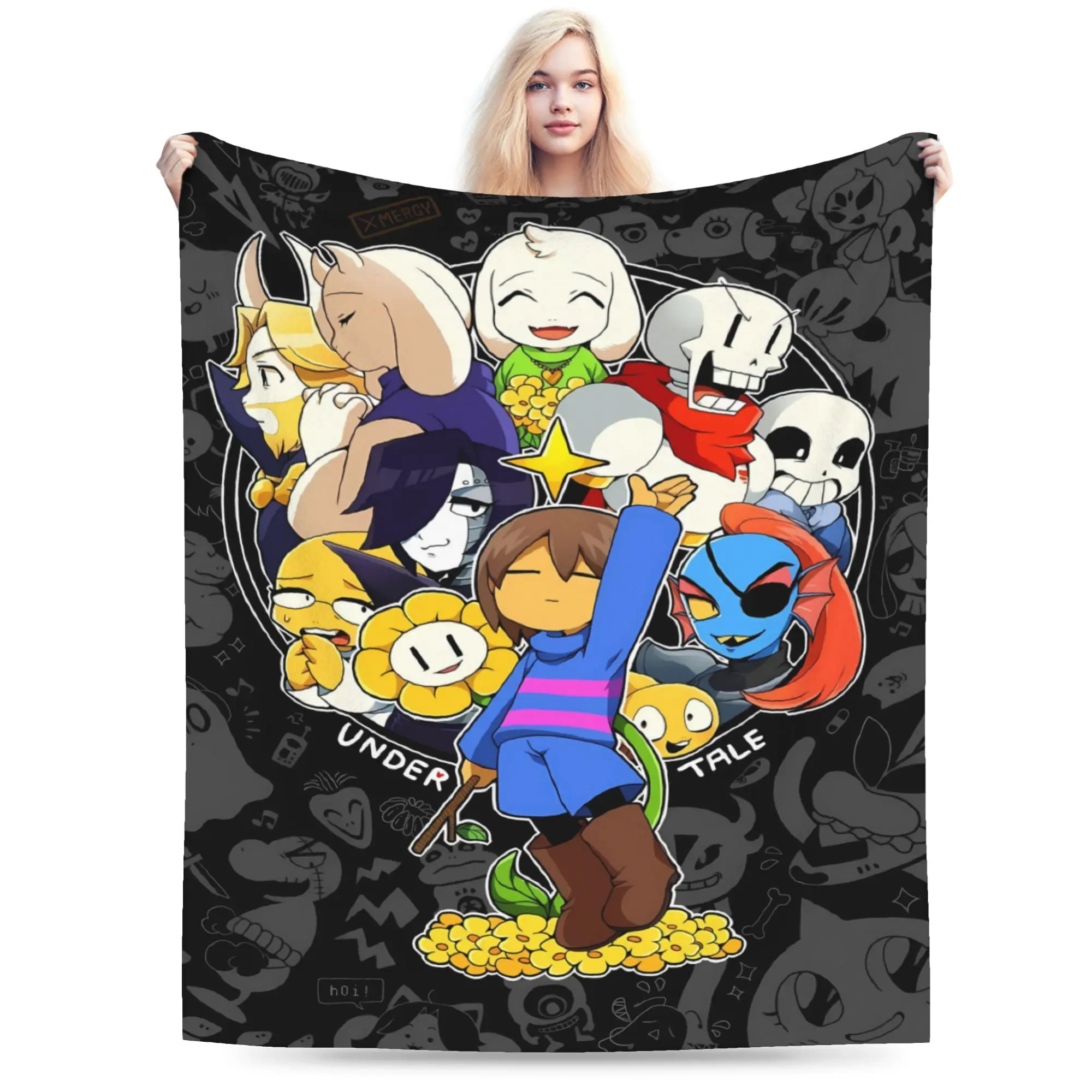 Deltarune Game Flannel Blanket Autumn  Warm Soft Throw Blanket for Students Couch Chair Graphic Bedspread Sofa Bed Cover