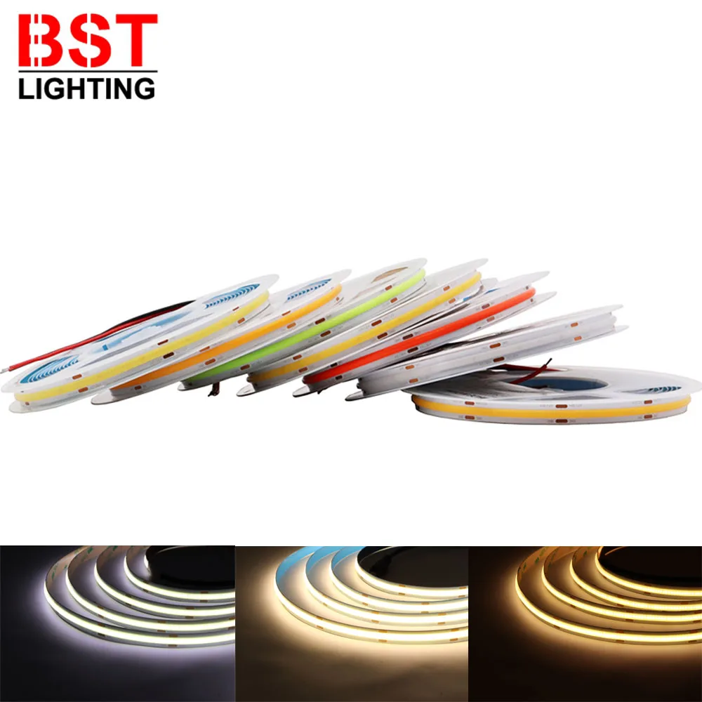 COB/FOB LED Strip Light 384/582Leds/m High Density Led Flexible Strips,10/14W RA80 White/Nature White/Warm White DC12 24V