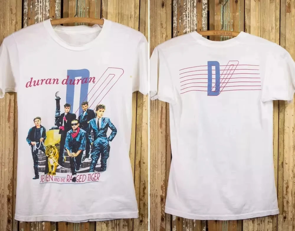 تي شيرت Retro Duran Seven and Lagado Tiger Concert 1983 - للرجال والنساء طباعة غير رسمية بأكمام قصيرة ملابس يومية