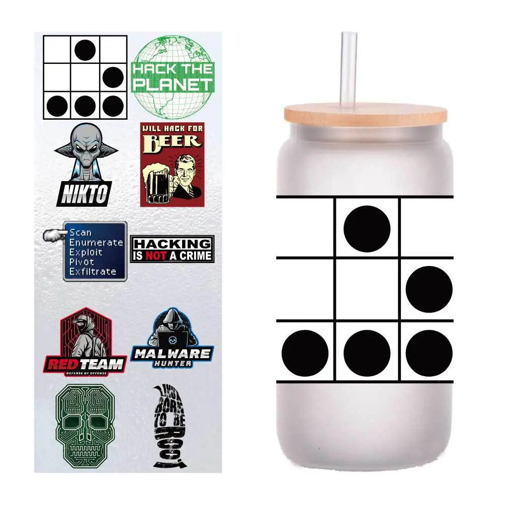 

10 sheets of four-inch programming code hacker UV transfer stickers crystal label glass glass sticker customization
