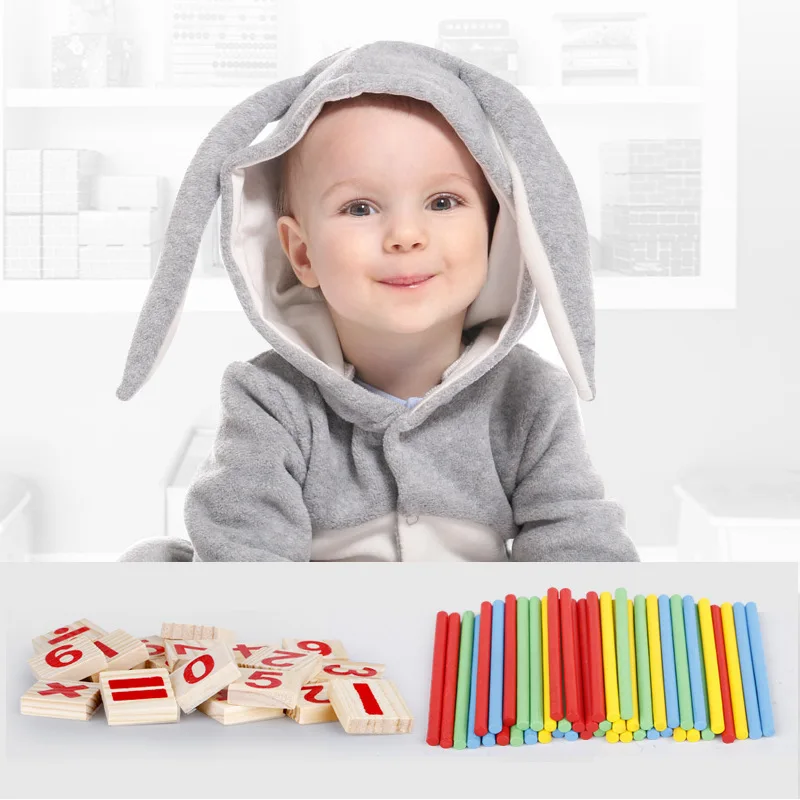 Juguetes Montessori DIY para niños, bloques de madera, palos de conteo, juegos educativos de aprendizaje temprano, regalos