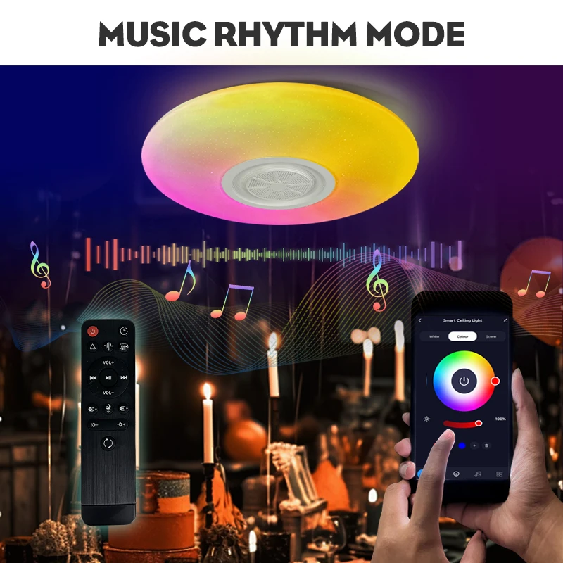 MARPOU 36W LED Ceiling Light RGB Lighting APP bluetooth Music Lamps For Home Bedroom with Remote Control Living Room Ambient 220