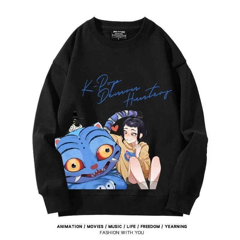 

KPop Exorcist Cartoon Anime Warm Sweatshirt Lumi, Mira, Zoe Round Neck Sweatshirt Unisex Fall Versatile Long Sleeve Clothing