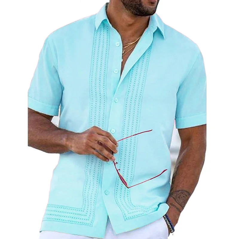 

Summer 3D Striped Retro Printed Men's Shirts Casual Men Short-Sleeved Tops Outdoor Vacation Beach Shirts Seaside T-Shirt