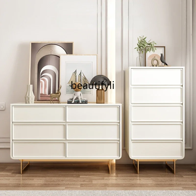

Минималистский фотокомод для спальни класса люкс с пятью выдвижными ящиками кремовый Стильный современный Минимализм